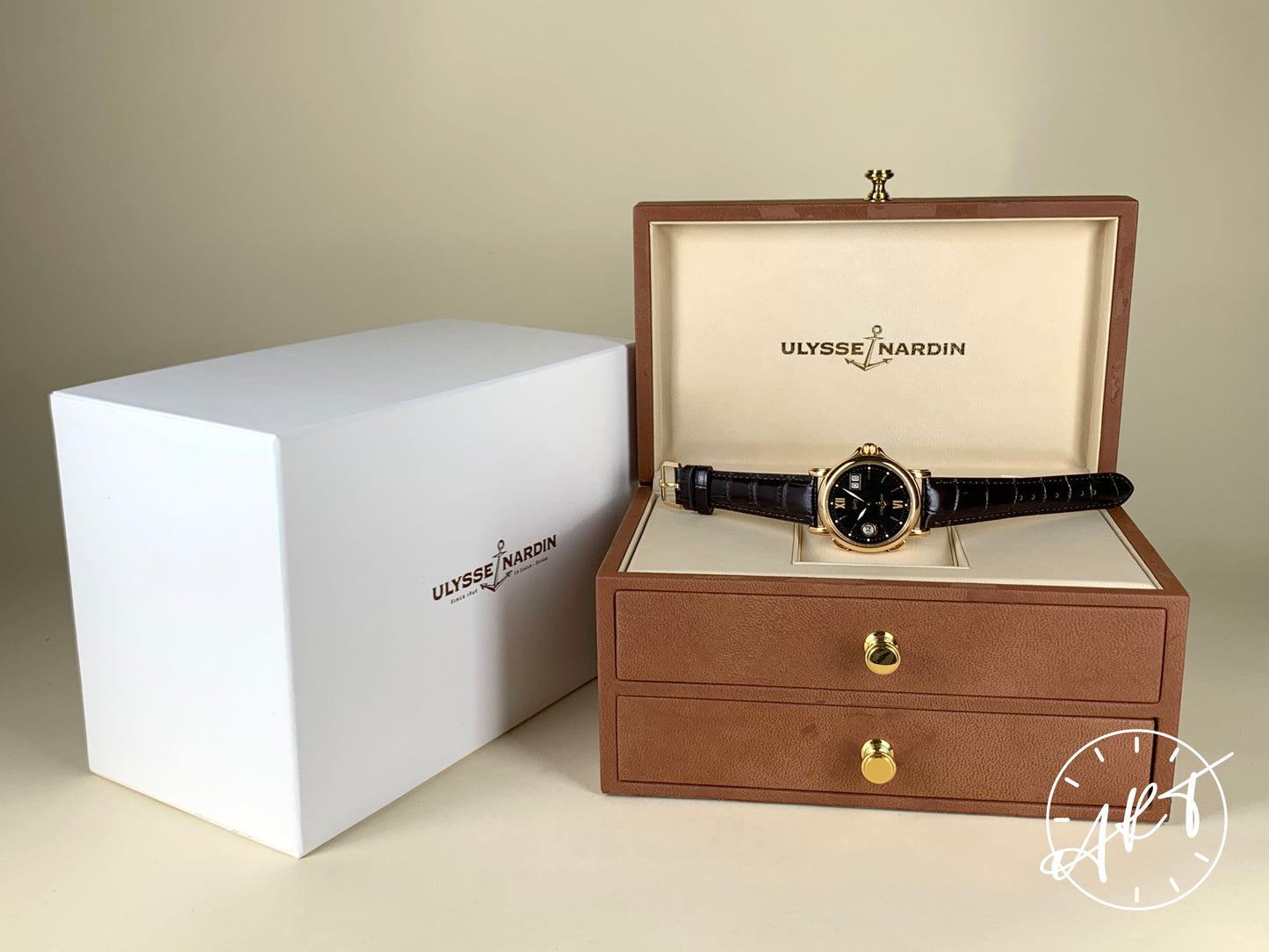 Ulysse Nardin San Marco GMT Big Date Black Dial 18K RG Auto Watch 226-87/382