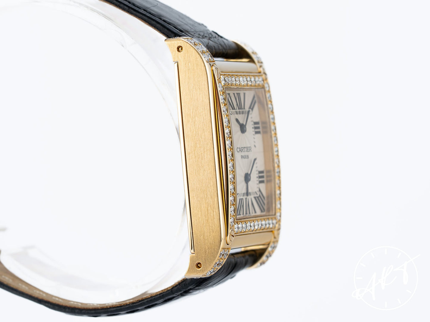 Cartier CPCP Tank A Vis Dual Time Silver Dial 18K Gold Watch W1534251 w/ Box