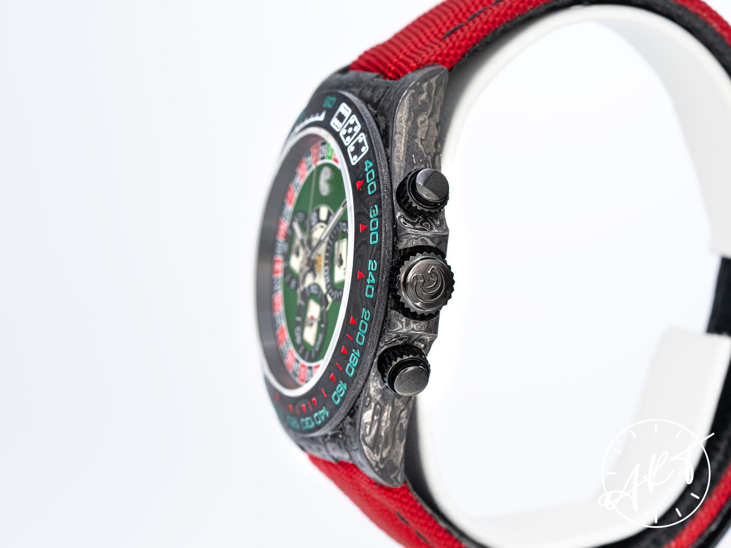 NEW Cronus Art Daytona Emerald Chrono Roulette Dial Carbon Fiber Watch w/ B&P