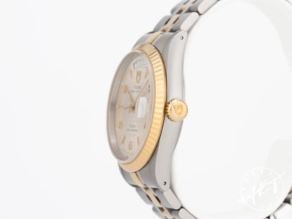 Tudor Prince Day-Date Silver Arabic Dial 18K Gold & SS SE Watch 76213