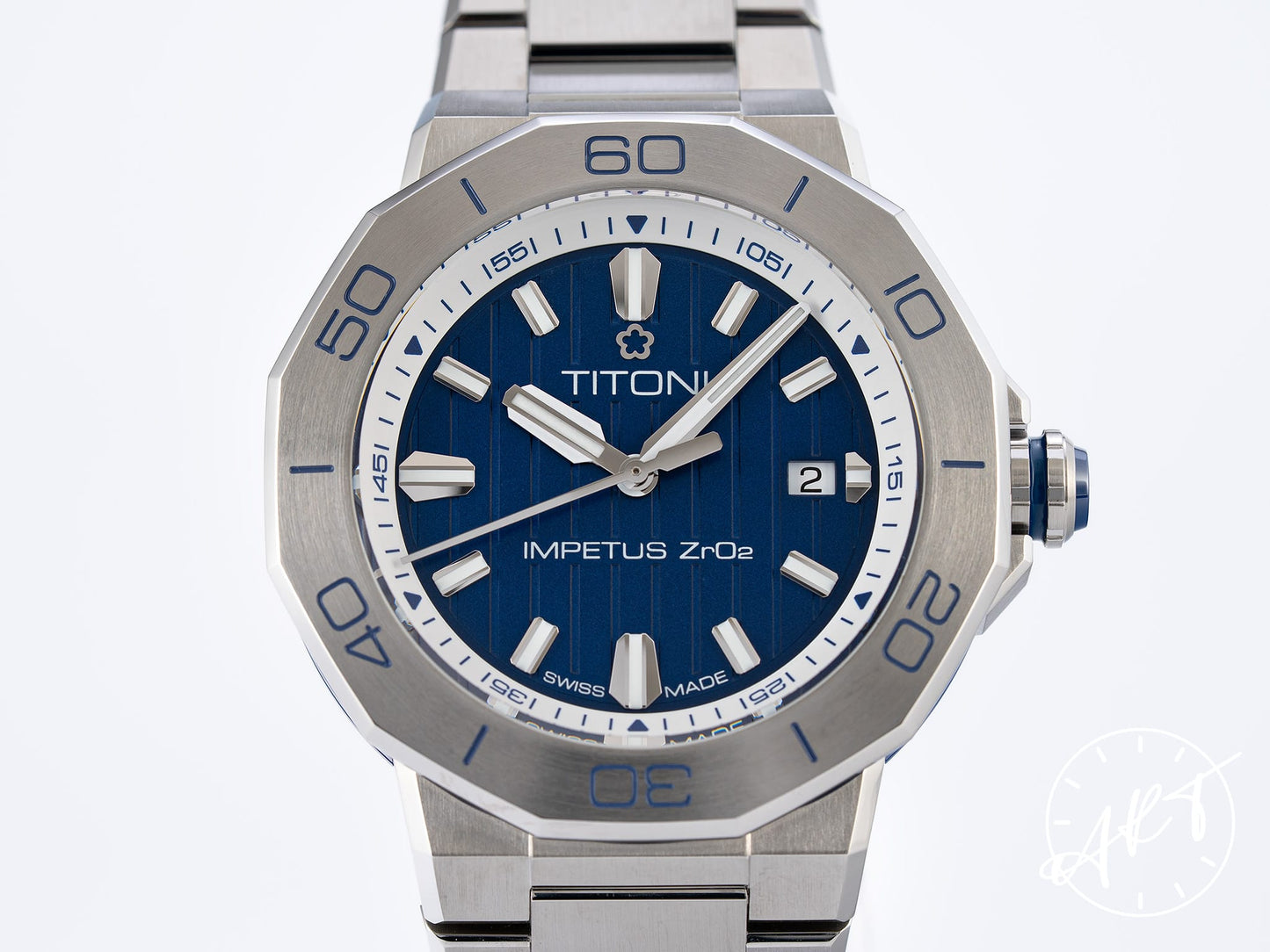 NEW Titoni Impetus CeramTech Blue Dial SS Auto Diver Watch 83765 w/ B&P