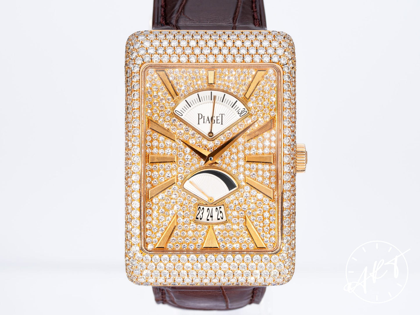 Piaget Black Tie Retrograde Second 18K RG FACTORY Diamond Auto Watch GOA33060 w/ B&P