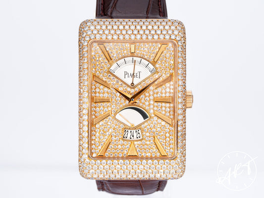 Piaget Black Tie Retrograde Second 18K RG FACTORY Diamond Auto Watch GOA33060 w/ B&P