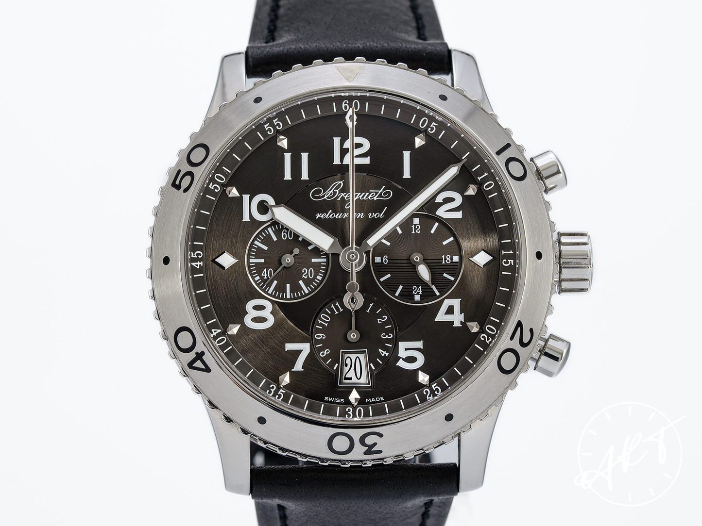 Breguet Type XXI Flyback Chrono Black Dial SS Auto Pilot Watch 3810ST w/ Box