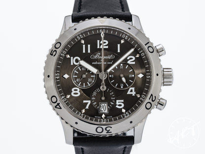 Breguet Type XXI Flyback Chrono Black Dial SS Auto Pilot Watch 3810ST w/ Box