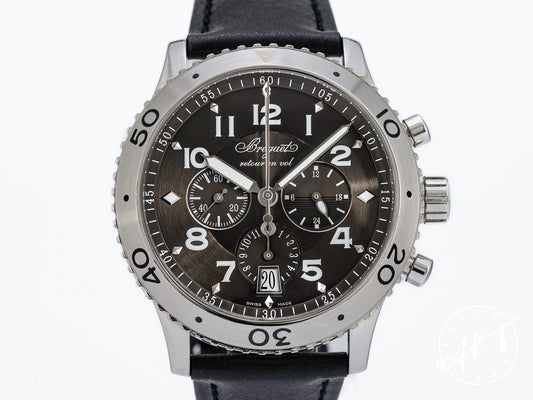 Breguet Type XXI Flyback Chrono Black Dial SS Auto Pilot Watch 3810ST w/ Box
