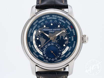 Frederique Constant Classics Worldtime Blue Dial SS Watch FC-718NWM4H6 BP