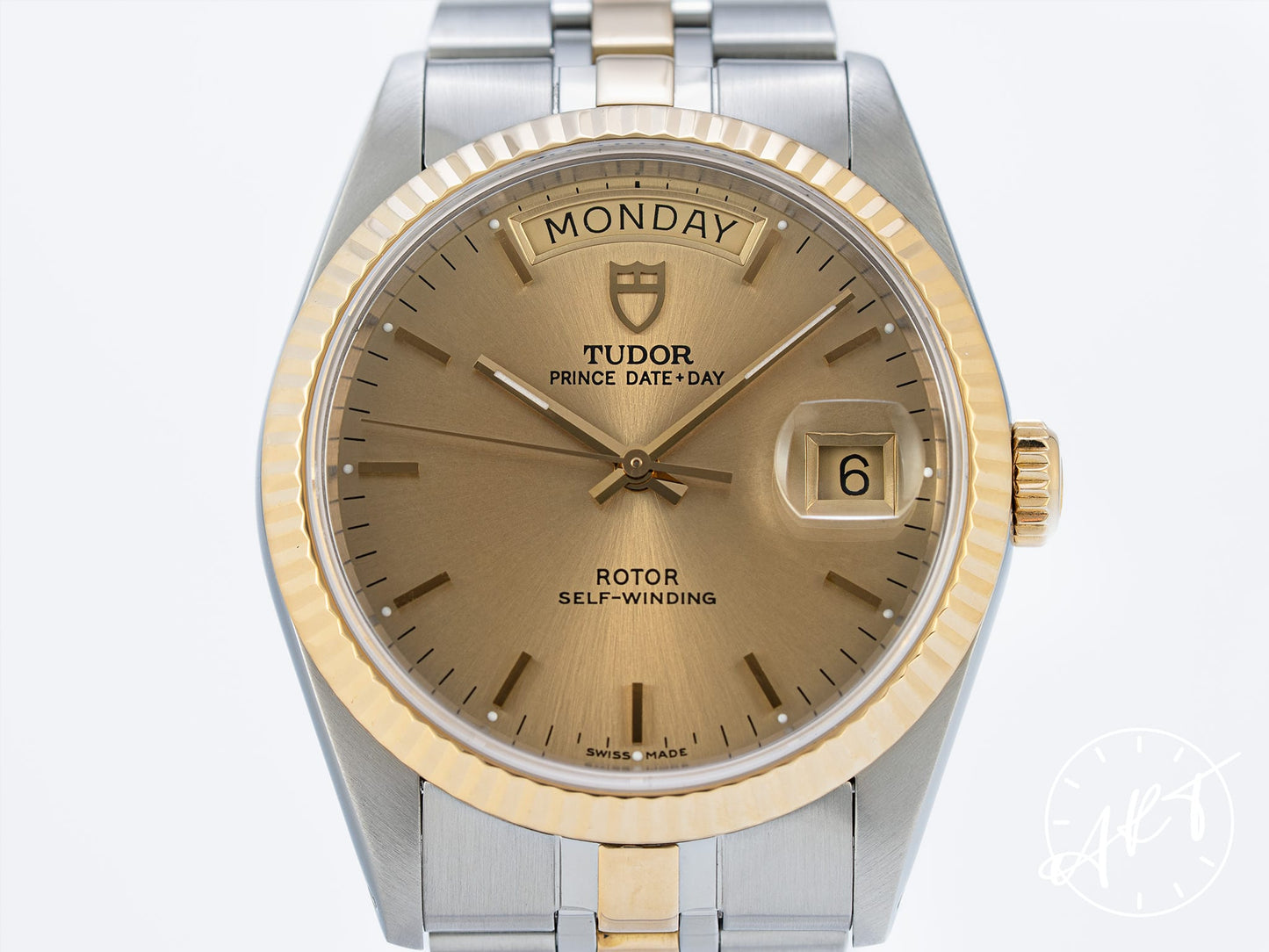 NEW Tudor Prince Day-Date Gold Dial 18K Gold & SS Auto Watch 76213 BP