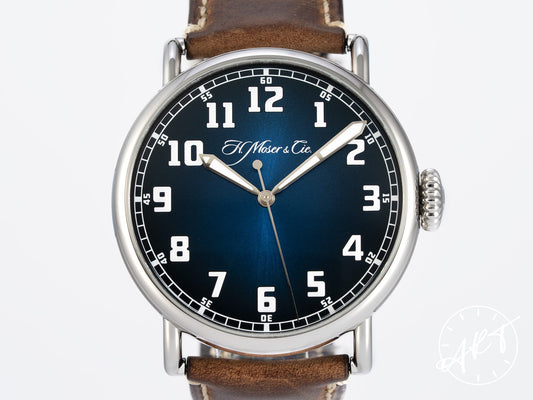 H. Moser & Cie. Heritage Centre Seconds Funky Blue SS Watch 8200-1201 BP