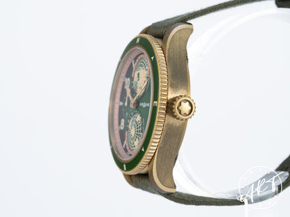 NEW Montblanc 1858 Geosphere GMT Day/Night Green Dial Bronze Ltd Watch 119909 BP