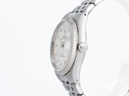 Tudor Prince Day-Date Silver Linen Diamond Dial SS Auto Watch 76214 BP