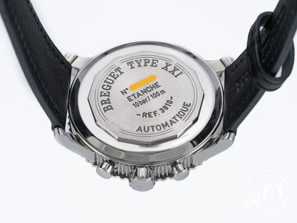 Breguet Type XXI Flyback Chrono Black Dial SS Auto Pilot Watch 3810ST w/ Box