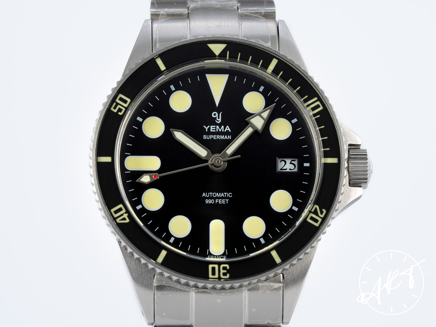 NEW Yema Superman II Black Maxi Dial Stainless Steel Auto Diver Watch w/ B&P