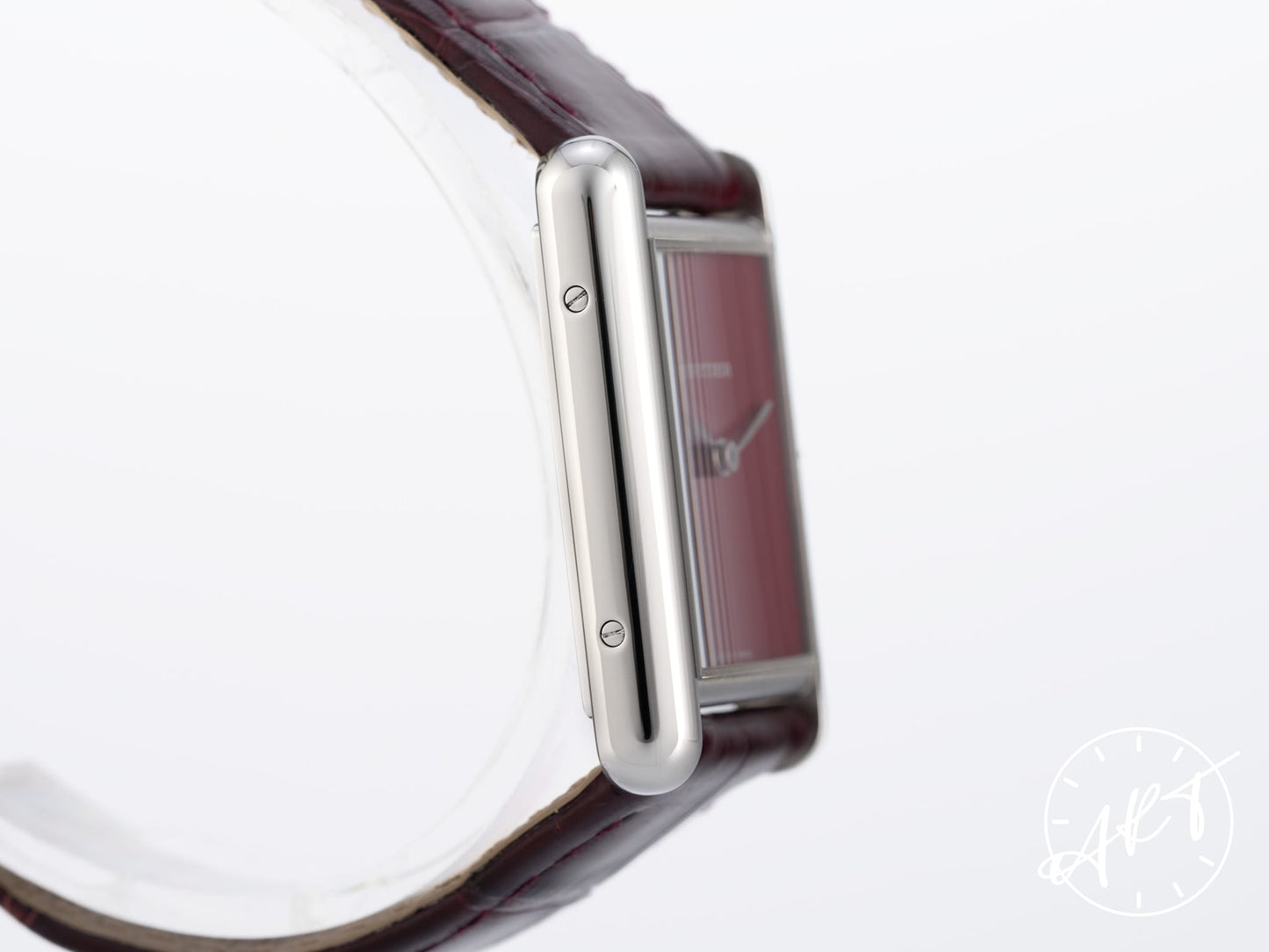 Cartier Tank Must de Cartier Large Claret Red Lacquer Dial SS Quartz Watch WSTA0054 w/Box