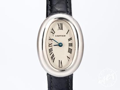 Cartier Mini Baignoire Silver Dial 18K WG Oval Quartz Ladies Watch W1518956 BP