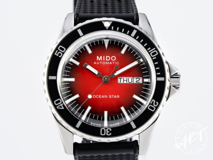 Mido Ocean Star Tribute Gradient Day-Date Red Dial SS Auto Diver Watch w/ Box