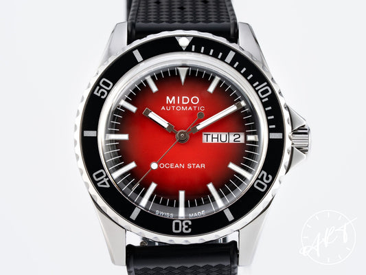 Mido Ocean Star Tribute Gradient Day-Date Red Dial SS Auto Diver Watch w/ Box