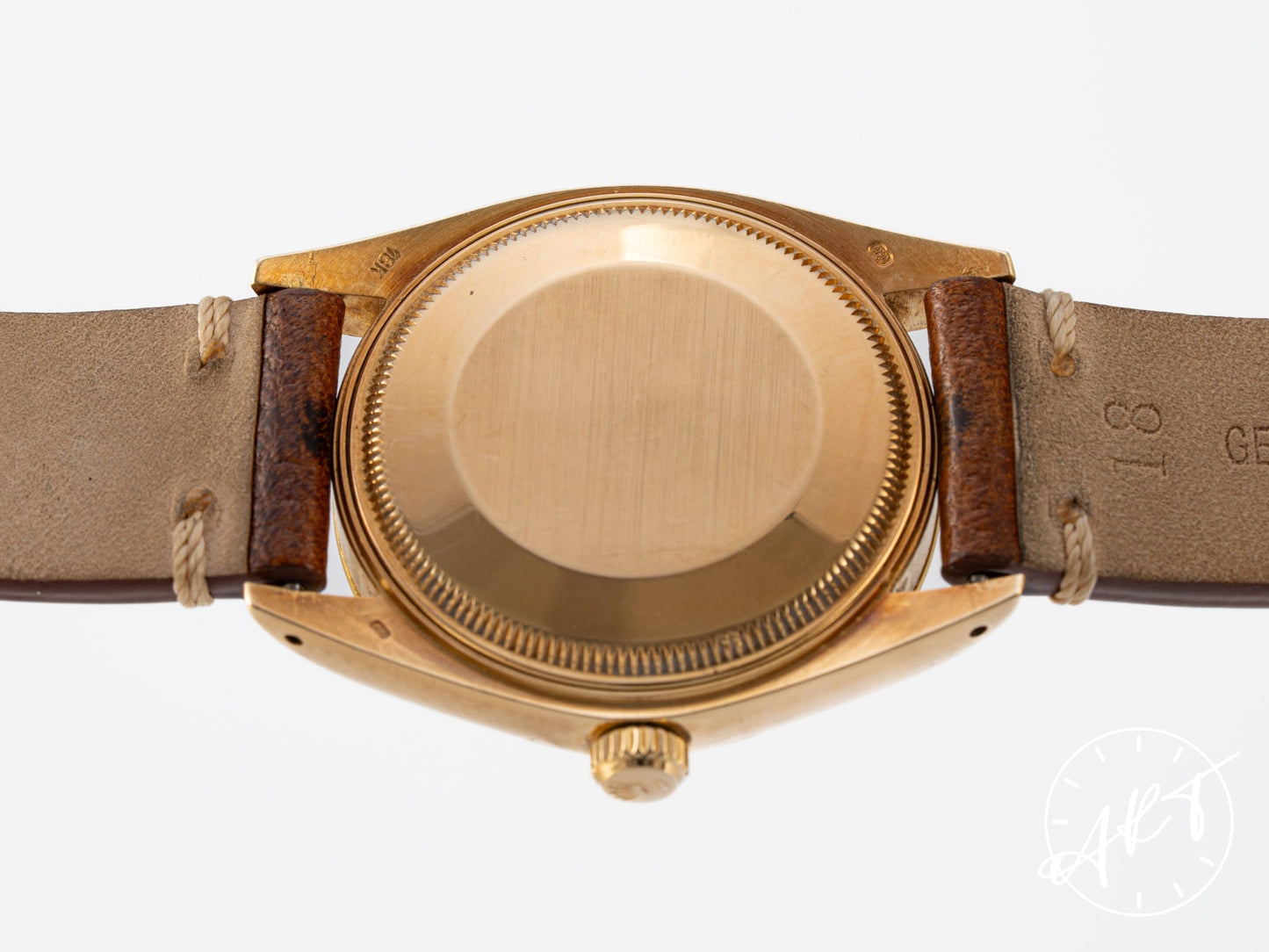 Vintage 1978 Rolex Oyster Perpetual Date Brown Dial 18K Gold Auto Watch 1500 BP