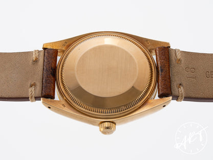 Vintage 1978 Rolex Oyster Perpetual Date Brown Dial 18K Gold Auto Watch 1500 BP