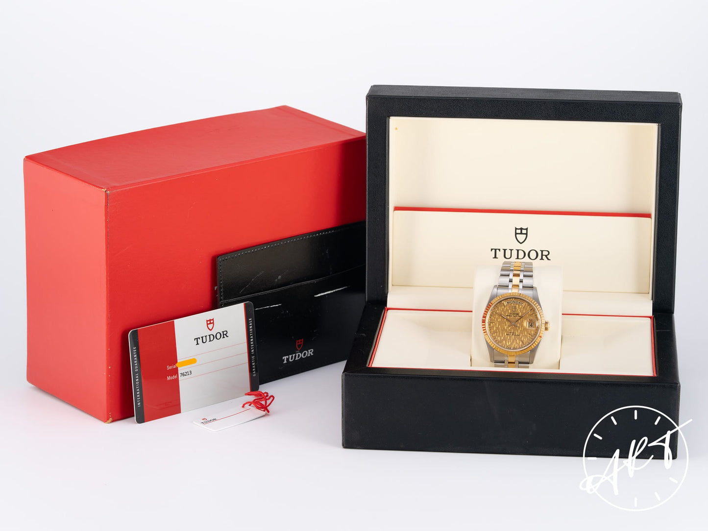 Tudor Prince Day-Date Gold Linen Dial 18K Gold & SS Watch 76213 BP
