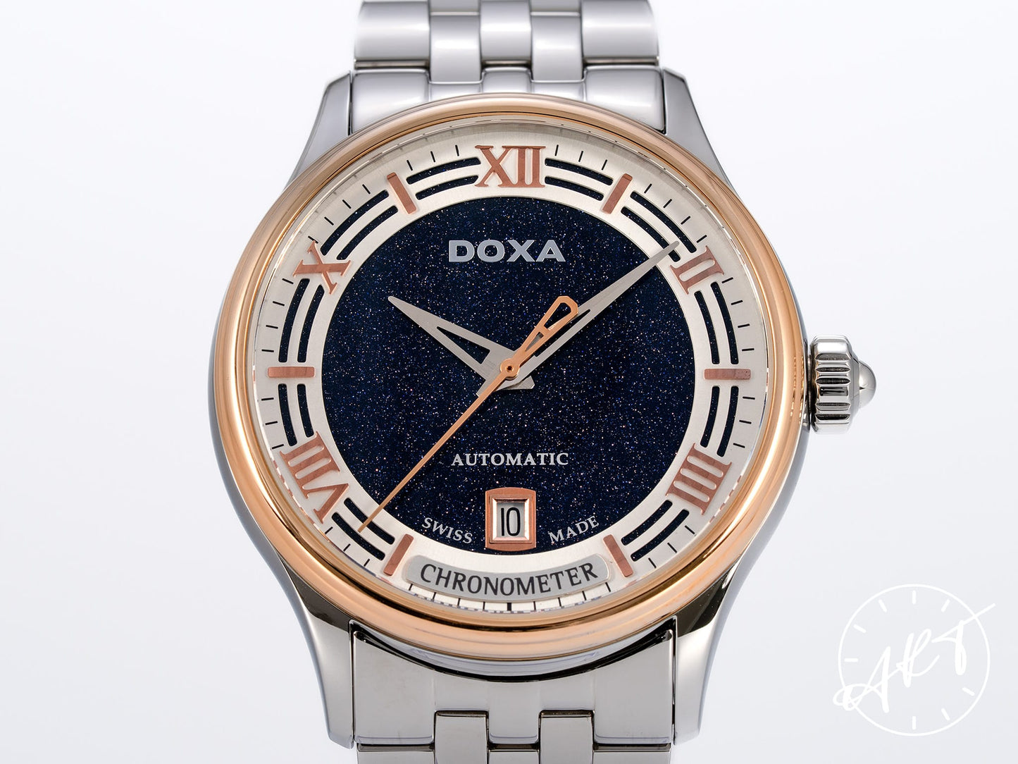 NEW DOXA GrandeMetre Blue Planet Aventurine Dial 18K RG & SS 800 Pcs Ltd Watch D198RBB BP