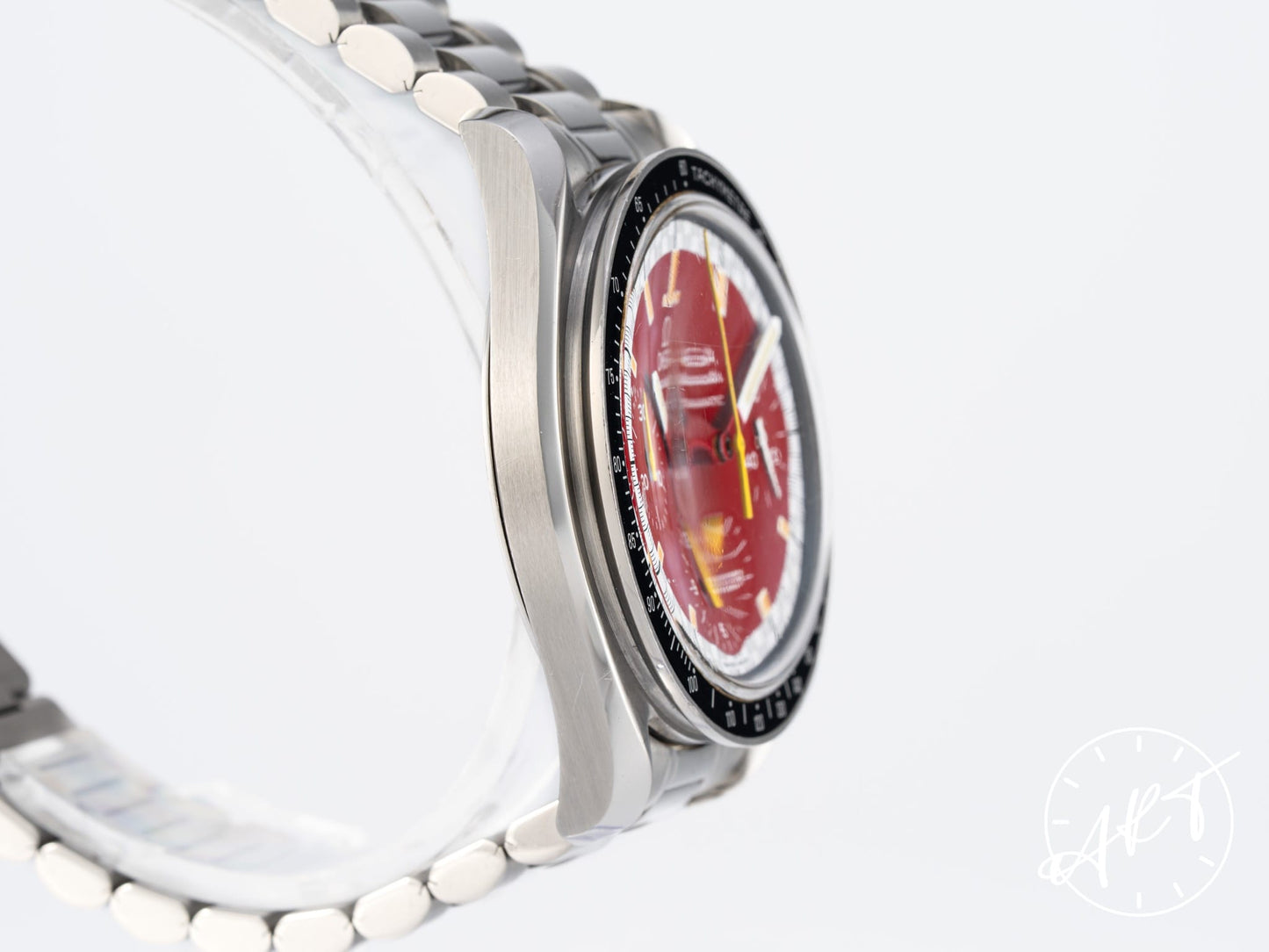 Omega Speedmaster Reduced Red Dial Lume Matching Patina SS Schumacher Watch 3510.61.00 BP