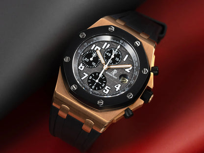 Audemars Piguet Royal Oak Offshore Black & Grey Dial 18K RG Auto Watch w/ B&P