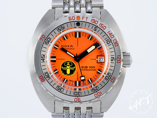 DOXA Sub 300 Orange Dial SS 50th Anniversary "Black Lung" Ltd Ed Watch BP