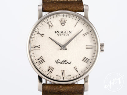 Rolex Cellini Silver Computer Dial 18K White Gold Manual Watch 5115/9 w/ B&P