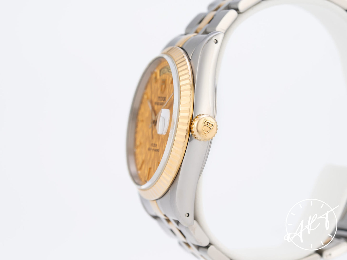 Tudor Prince Day-Date Gold Linen Dial 18K Gold & SS Watch 76213