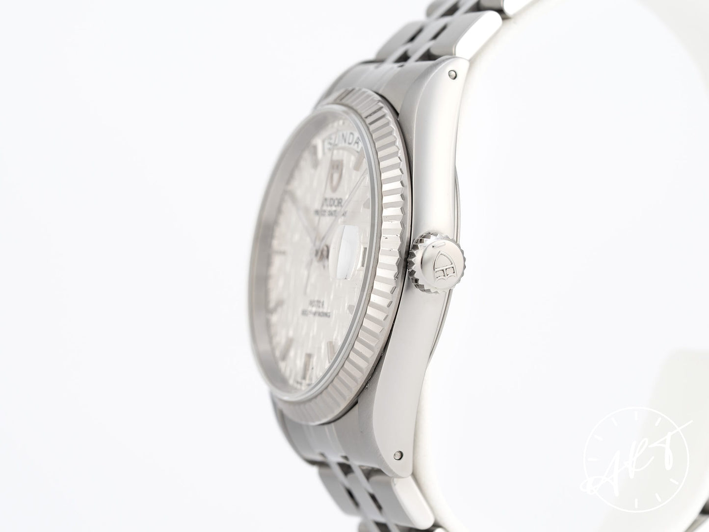Tudor Prince Day-Date Silver Linen Dial SS Auto Watch 76214