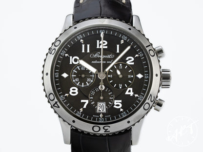 Breguet Type XXI Flyback Chronograph Black Dial SS Auto Watch 3810ST w/ B&P