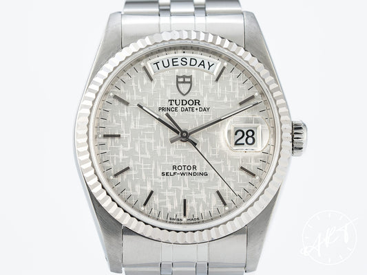 Tudor Prince Day-Date Silver Linen Dial SS Auto Watch 76214