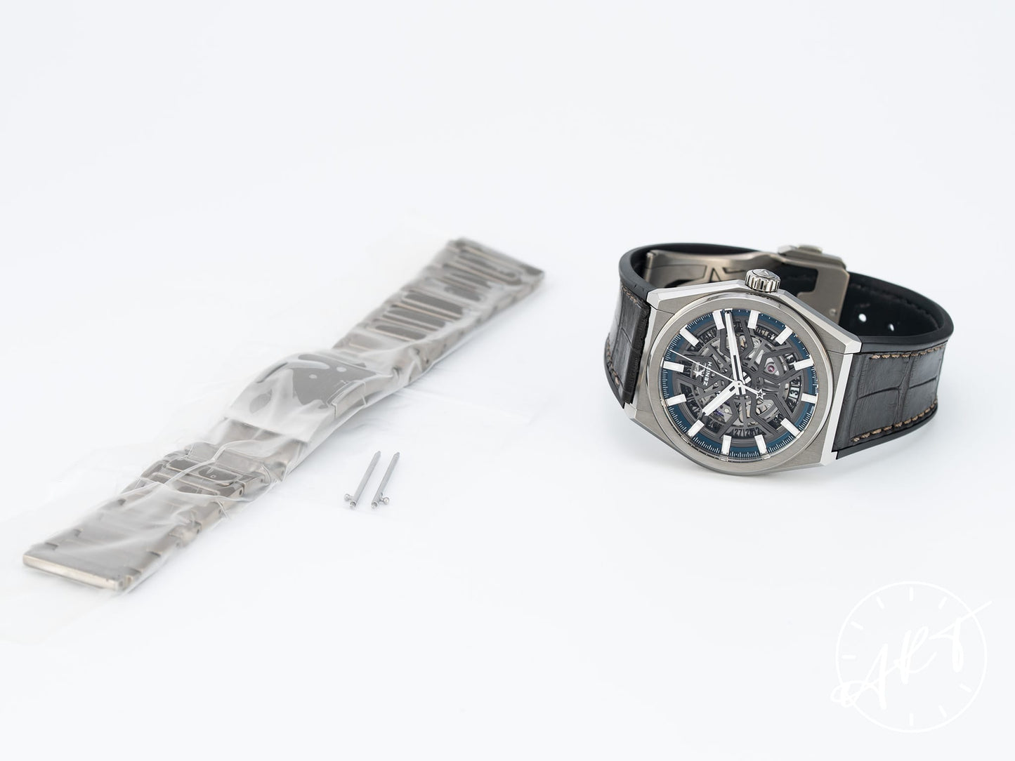 Zenith Defy Classic Skeleton Dial Titanium Automatic Watch w/ Extra Bracelet
