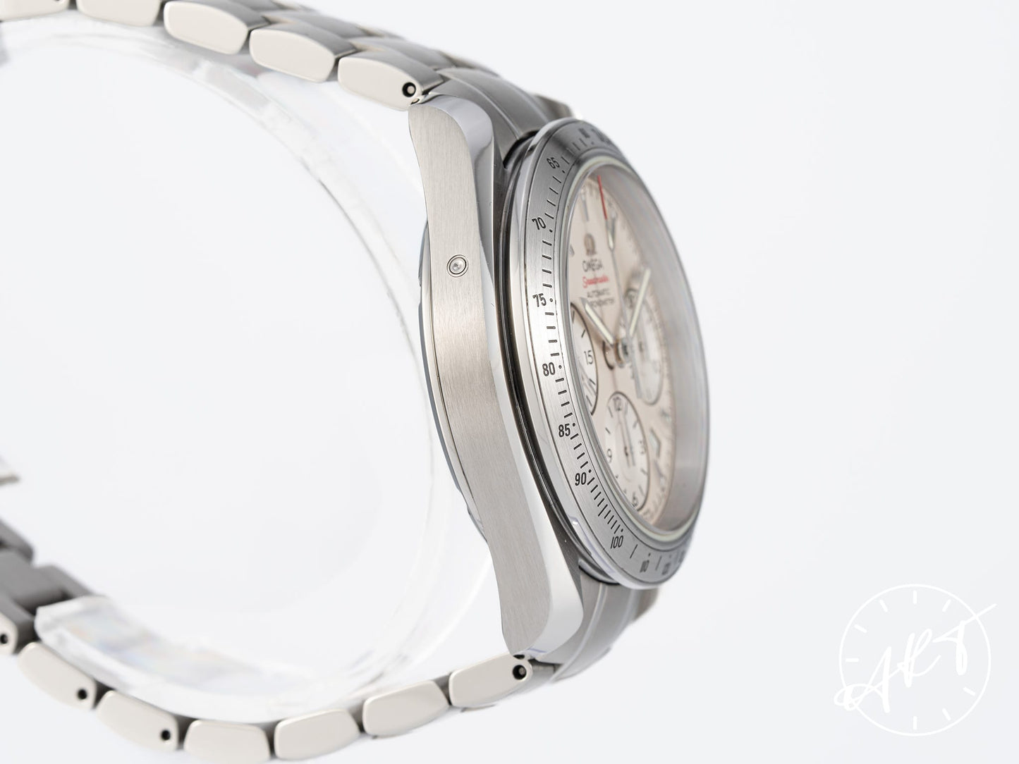 Omega Speedmaster Date 40 Chronograph Silver Dial SS Auto Watch w/ Box & Manual