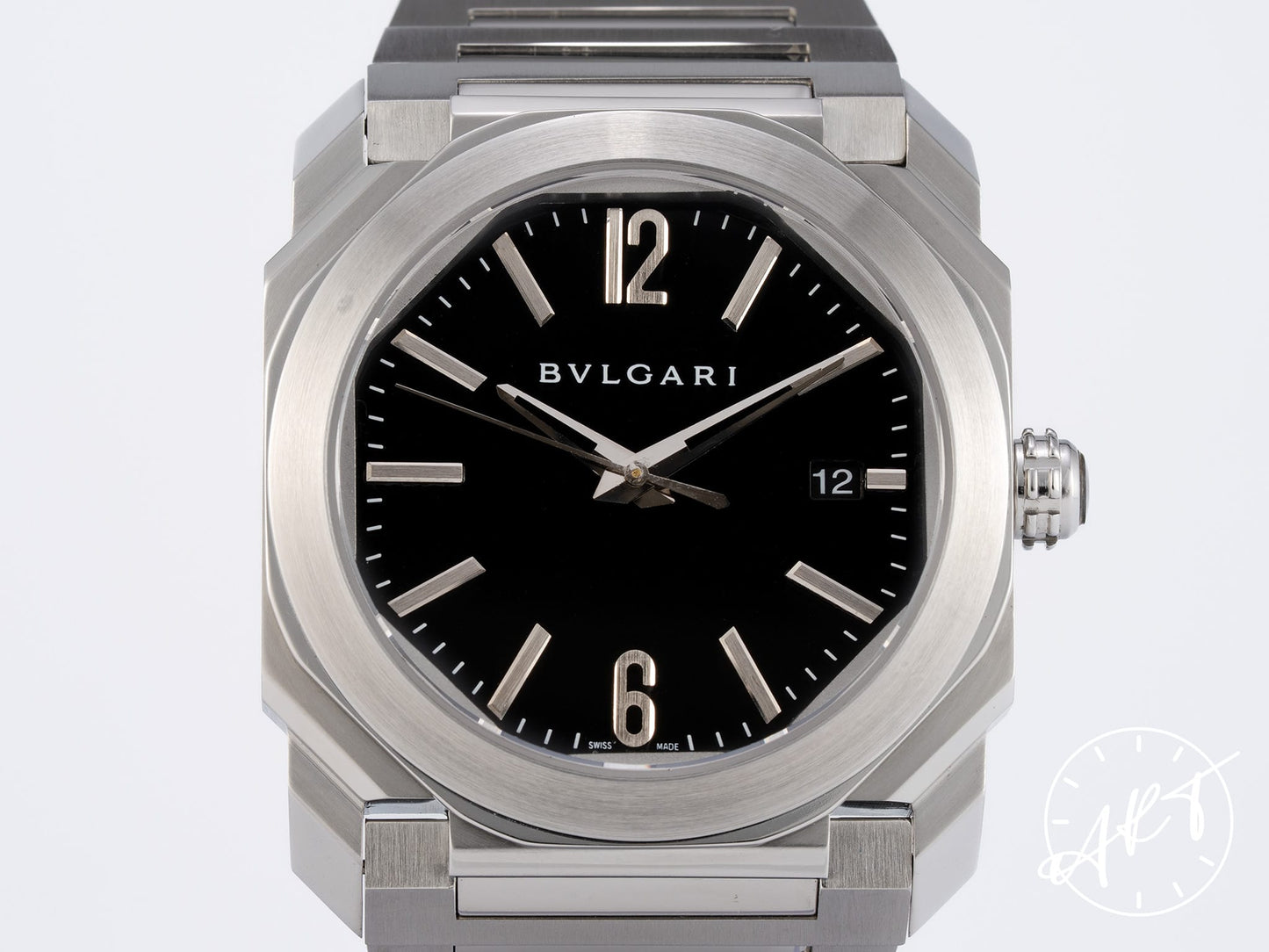 Bvlgari Octo Solotempo 38 Black Dial Stainless Steel Auto Watch BGO 38 S w/ B&P