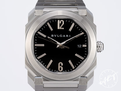 Bvlgari Octo Solotempo 38 Black Dial Stainless Steel Auto Watch BGO 38 S w/ B&P
