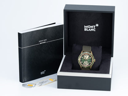 NEW Montblanc 1858 Geosphere GMT Day/Night Green Dial Bronze Ltd Watch 119909 BP