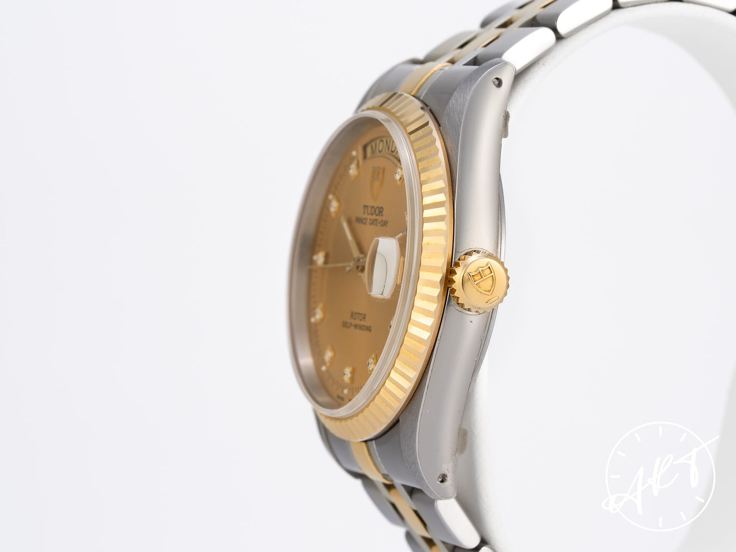 NEW Tudor Prince Day-Date Gold Diamond Dial 18K Gold & SS Watch 76213 BP