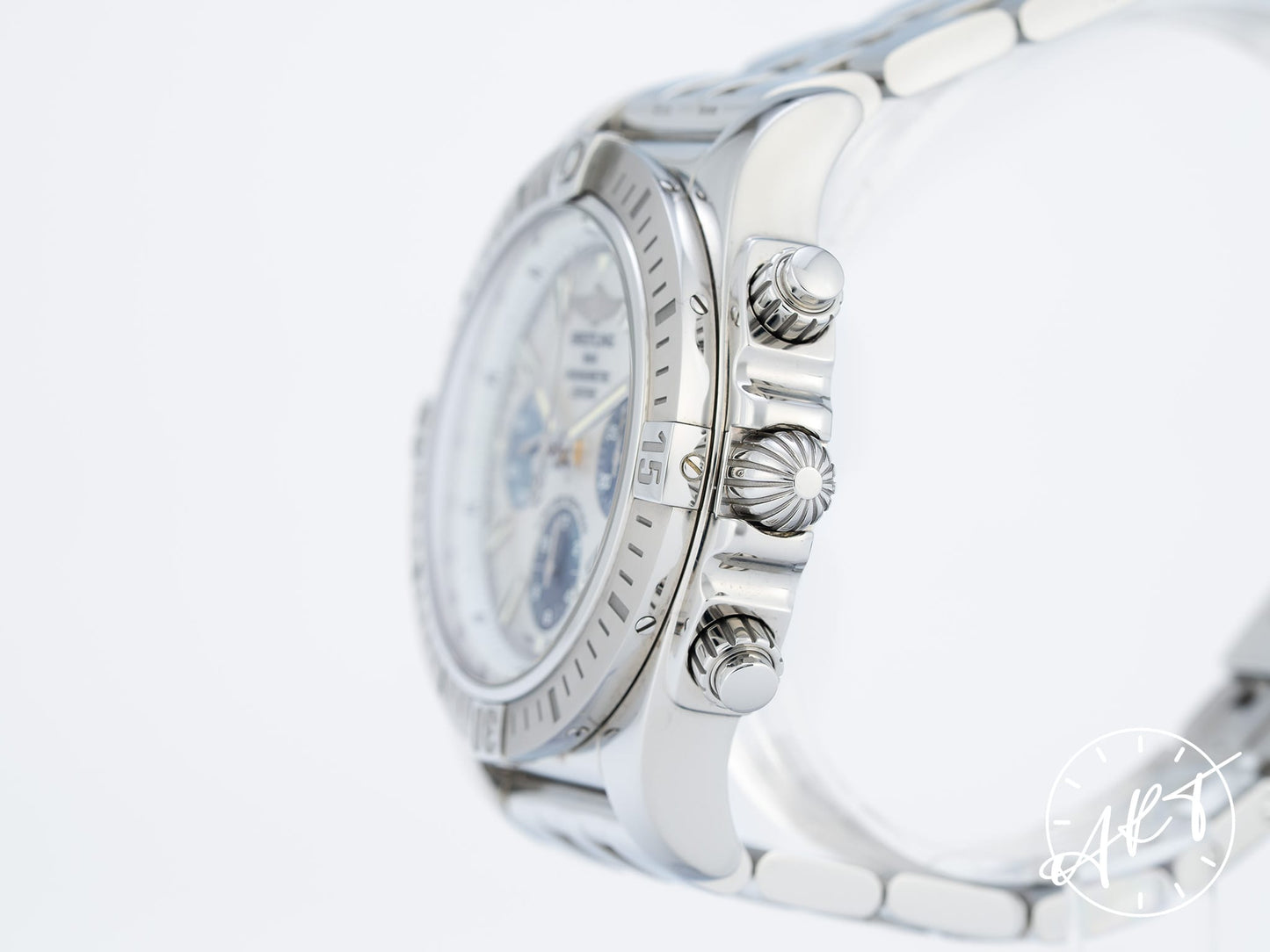 Breitling Chronomat 44 Blue & Silver MOP Dial SS Japan Ltd Watch AB01152A BP