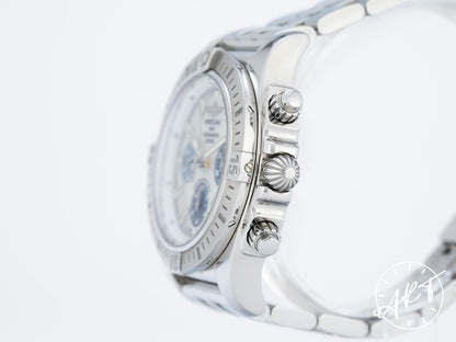 Breitling Chronomat 44 Blue & Silver MOP Dial SS Japan Ltd Watch AB01152A BP