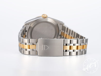 Tudor Prince Day-Date Gold Linen Dial 18K Gold & SS Watch 76213 BP