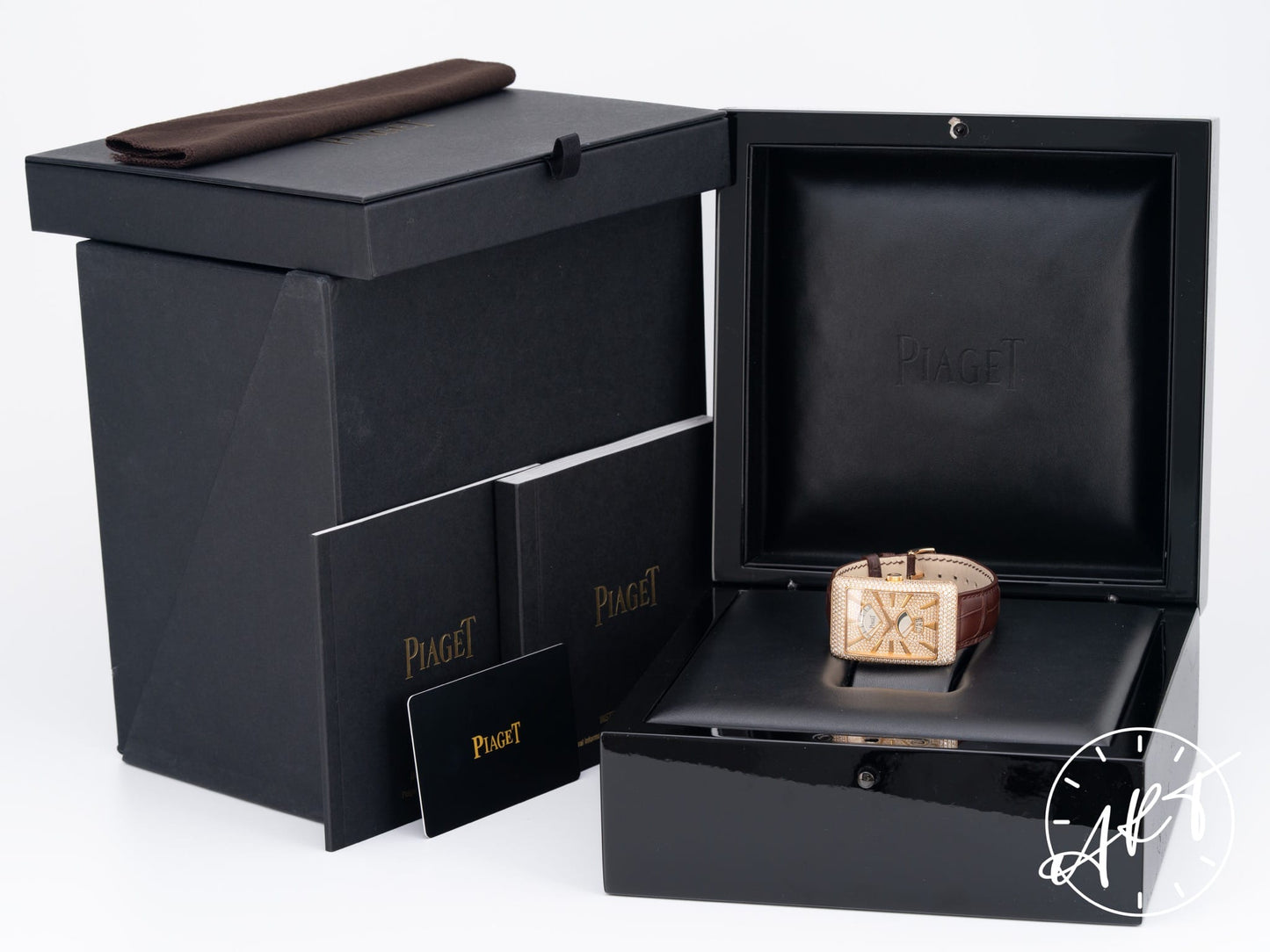 Piaget Black Tie Retrograde Second 18K RG FACTORY Diamond Auto Watch GOA33060 w/ B&P