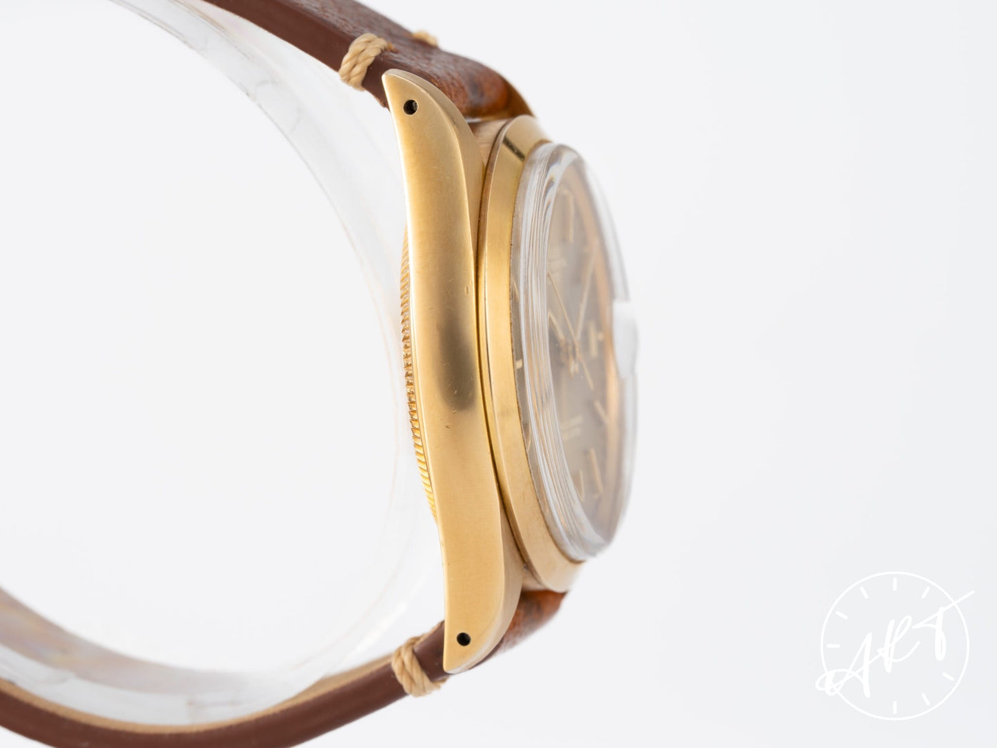 Vintage 1978 Rolex Oyster Perpetual Date Brown Dial 18K Gold Auto Watch 1500 BP