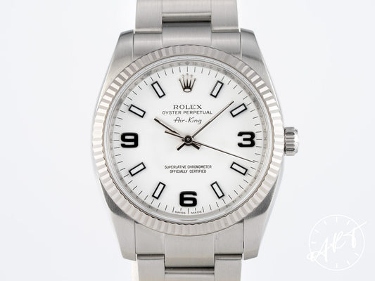 Rolex Oyster Perpetual Air-King White "Explorer" Dial SS Pilot Watch 114234 BP