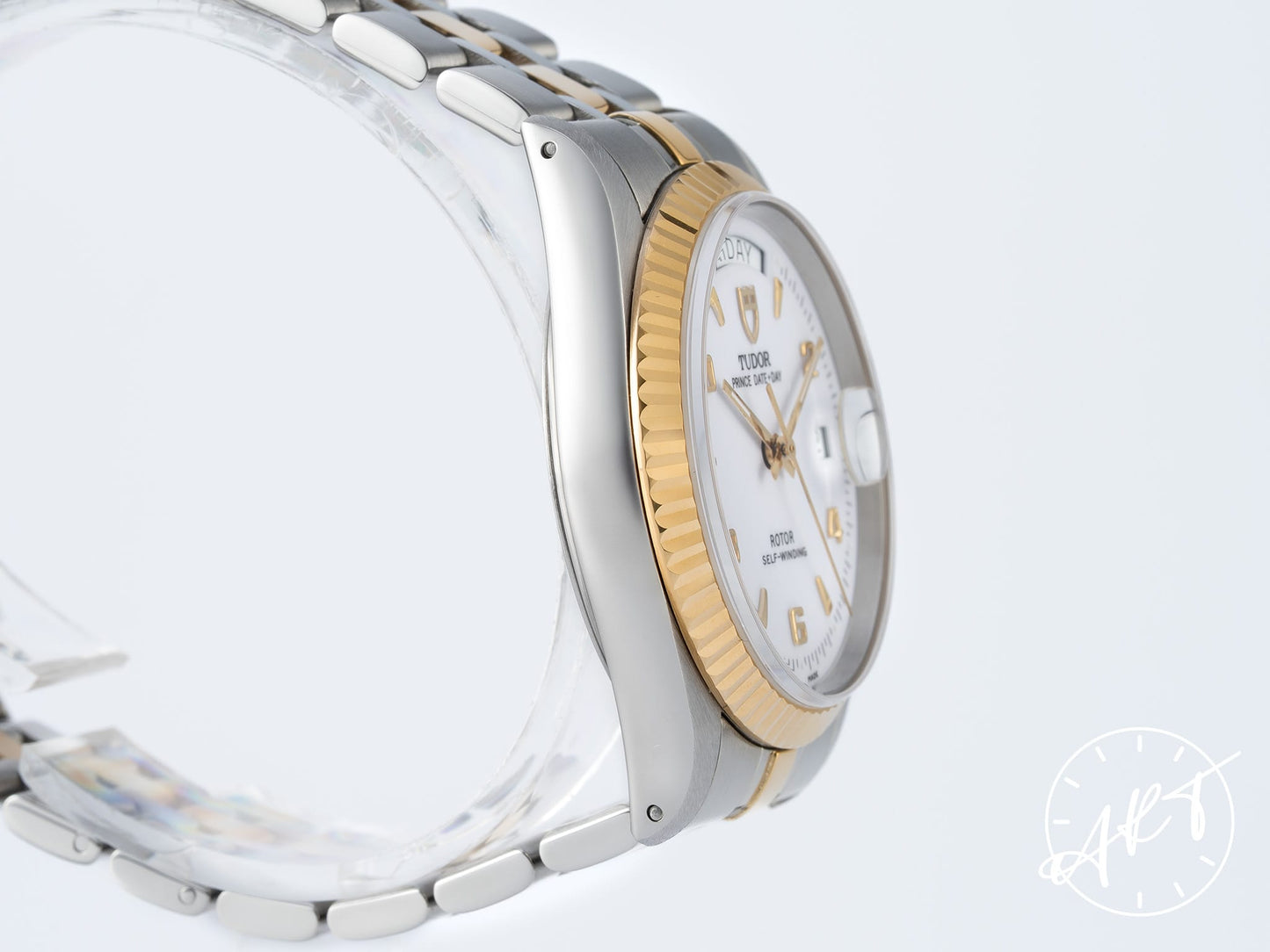 Tudor Prince Day-Date White Arabic Dial 18K Gold & SS Watch 76213