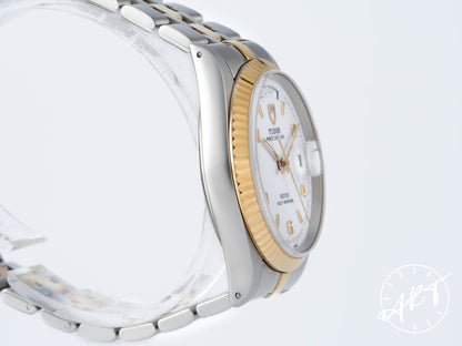 Tudor Prince Day-Date White Arabic Dial 18K Gold & SS Watch 76213