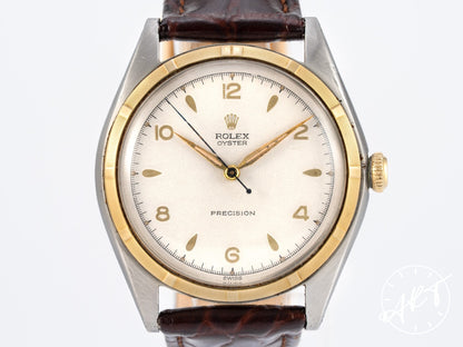 Vintage 1950 Rolex Oyster Precision Cream Dial 18K Gold & SS Manual Watch 5025