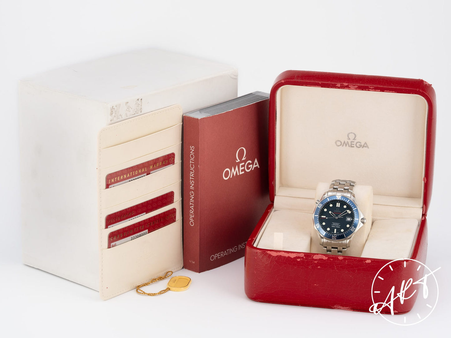 Omega Seamaster 300 Blue Wave Dial SS Auto Diver Watch 2220.80.00 w/ B&P