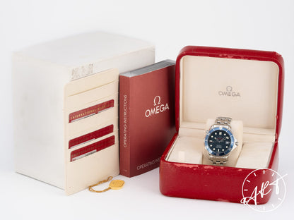 Omega Seamaster 300 Blue Wave Dial SS Auto Diver Watch 2220.80.00 w/ B&P